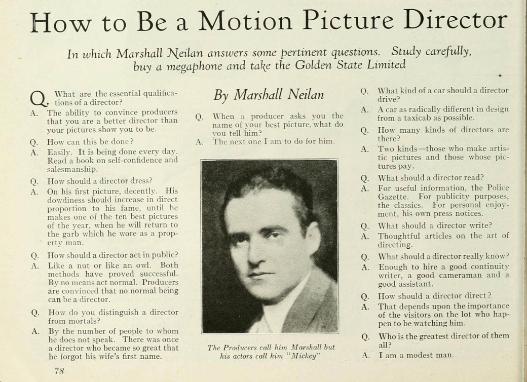 How to be a motion picture Director